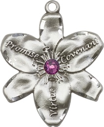 [0089SS-STN2] Sterling Silver Chastity Medal with a 3mm Amethyst Swarovski stone