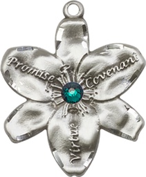 [0089SS-STN5] Sterling Silver Chastity Medal with a 3mm Emerald Swarovski stone