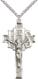 [0100SS/24SS] Sterling Silver Crucifix Pendant on a 24 inch Sterling Silver Heavy Curb chain