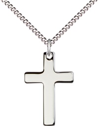 [0110YSS/18S] Sterling Silver Cross Pendant on a 18 inch Light Rhodium Light Curb chain