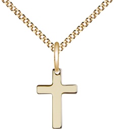 [0111YGF/18G] 14kt Gold Filled Cross Pendant on a 18 inch Gold Plate Light Curb chain