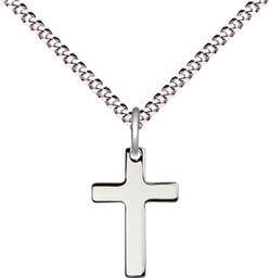 [0111YSS/18S] Sterling Silver Cross Pendant on a 18 inch Light Rhodium Light Curb chain