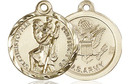 [0192GF2] 14kt Gold Filled Saint Christopher Army Medal