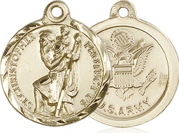 [0192GF2] 14kt Gold Filled Saint Christopher Army Medal