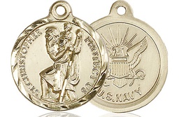 [0192GF6] 14kt Gold Filled Saint Christopher Navy Medal
