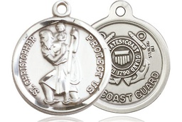 [0192SS3] Sterling Silver Saint Christopher Coast Guard Medal