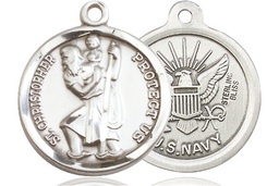 [0192SS6] Sterling Silver Saint Christopher Navy Medal