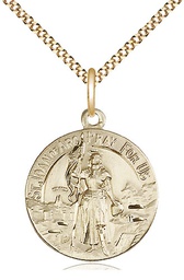 [0193GF/18G] 14kt Gold Filled Saint Joan of Arc Pendant on a 18 inch Gold Plate Light Curb chain