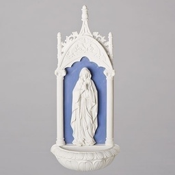[RO-21427] 11.5&quot;H Our Lady Of Lourdes Water Font; Della Robbia