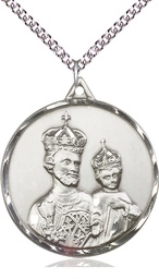 [0201KSS/24SS] Sterling Silver Saint Joseph Pendant on a 24 inch Sterling Silver Heavy Curb chain