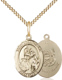 [8053GF3/18G] 14kt Gold Filled Saint Joan of Arc  Coast Guard Pendant on a 18 inch Gold Plate Light Curb chain