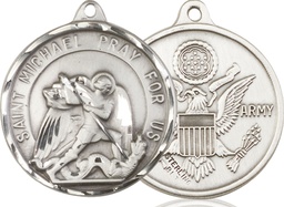 [0201SS2] Sterling Silver Saint Michael Army Medal