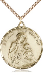 [0203AGF/24GF] 14kt Gold Filled Saint Ann Pendant on a 24 inch Gold Filled Heavy Curb chain