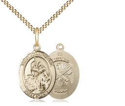 [8053GF5/18G] 14kt Gold Filled Saint Joan of Arc National Guard Pendant on a 18 inch Gold Plate Light Curb chain