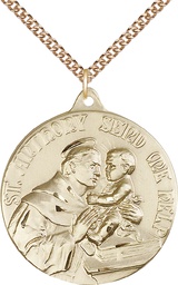 [0203DGF/24GF] 14kt Gold Filled Saint Anthony Pendant on a 24 inch Gold Filled Heavy Curb chain