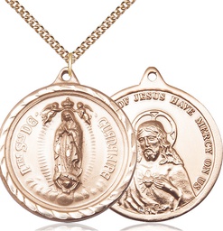 [0203FGF/24GF] 14kt Gold Filled Our Lady of Guadalupe Pendant on a 24 inch Gold Filled Heavy Curb chain