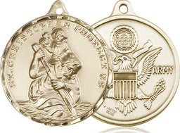 [0203GF2] 14kt Gold Filled Saint Christopher Army Medal