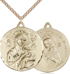[0203HGF/24GF] 14kt Gold Filled Our Lady of Perpetual Help Pendant on a 24 inch Gold Filled Heavy Curb chain