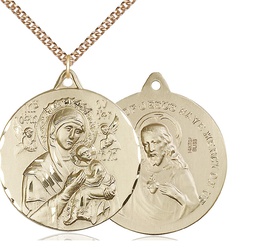 [0203HGF/24GF] 14kt Gold Filled Our Lady of Perpetual Help Pendant on a 24 inch Gold Filled Heavy Curb chain