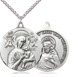 [0203HSS/24SS] Sterling Silver Our Lady of Perpetual Help Pendant on a 24 inch Sterling Silver Heavy Curb chain