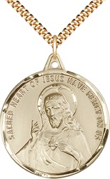 [0203SGF/24G] 14kt Gold Filled Scapular Pendant on a 24 inch Gold Plate Heavy Curb chain