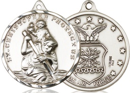 [0203SS1] Sterling Silver Saint Christopher Air Force Medal