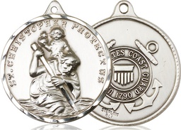 [0203SS3] Sterling Silver Saint Christopher Coast Guard Medal