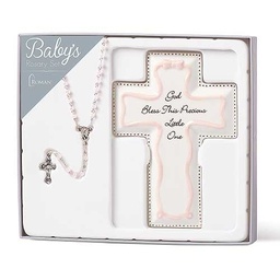 [RO-20409] 6.25&quot;H Pink Cross And Rosary