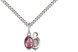 [0205PKSS/18S] Sterling Silver Miraculous Pendant on a 18 inch Light Rhodium Light Curb chain