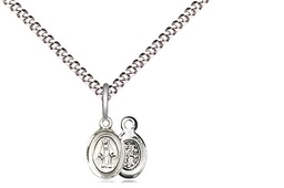 [0205PLSS/18S] Sterling Silver Miraculous Pendant on a 18 inch Light Rhodium Light Curb chain