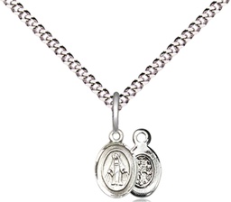 [0205PLSS/18S] Sterling Silver Miraculous Pendant on a 18 inch Light Rhodium Light Curb chain