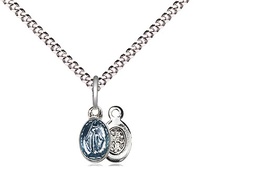 [0205SS/18S] Sterling Silver Miraculous Pendant on a 18 inch Light Rhodium Light Curb chain