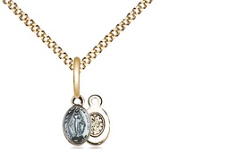 [0205SSG/18G] Gold Plate Sterling Silver Miraculous Pendant on a 18 inch Gold Plate Light Curb chain