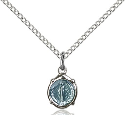 [0206MSS/18S] Sterling Silver Miraculous Pendant on a 18 inch Light Rhodium Light Curb chain