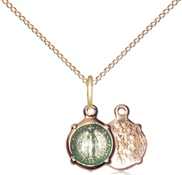 Gold Plate Sterling Silver Miraculous Pendant on a 18 inch Gold Filled Light Curb chain
