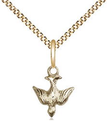[0208GF/18G] 14kt Gold Filled Holy Spirit Pendant on a 18 inch Gold Plate Light Curb chain