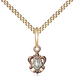 [0211PLGF/18G] 14kt Gold Filled Miraculous Pendant on a 18 inch Gold Plate Light Curb chain