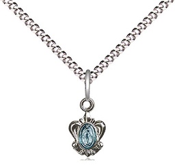 [0211SS/18S] Sterling Silver Miraculous Pendant on a 18 inch Light Rhodium Light Curb chain