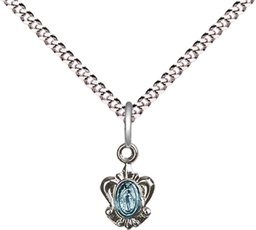 [0211SS/18S] Sterling Silver Miraculous Pendant on a 18 inch Light Rhodium Light Curb chain