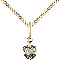 [0211SSG/18G] Gold Plate Sterling Silver Miraculous Pendant on a 18 inch Gold Plate Light Curb chain