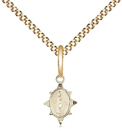 [0212PLGF/18G] 14kt Gold Filled Miraculous Pendant on a 18 inch Gold Plate Light Curb chain