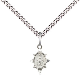 [0212PLSS/18S] Sterling Silver Miraculous Pendant on a 18 inch Light Rhodium Light Curb chain