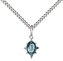 [0212SS/18S] Sterling Silver Miraculous Pendant on a 18 inch Light Rhodium Light Curb chain