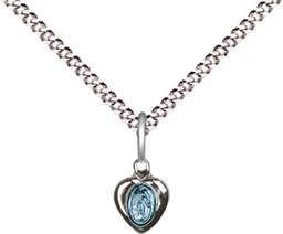 [0217BSS/18S] Sterling Silver Miraculous Pendant on a 18 inch Light Rhodium Light Curb chain