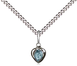 [0217BSS/18S] Sterling Silver Miraculous Pendant on a 18 inch Light Rhodium Light Curb chain
