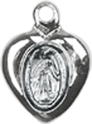 [0217PLSS] Sterling Silver Miraculous Heart Medal