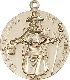 [4268KT] 14kt Gold Saint NiC_x0003_B1o de Atocha Medal