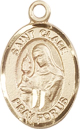 [9028KT] 14kt Gold Saint Clare of Assisi Medal