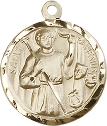 [5427KT] 14kt Gold Saint Genesius of Rome Medal