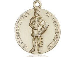 [5687KT] 14kt Gold Saint Florian Medal
